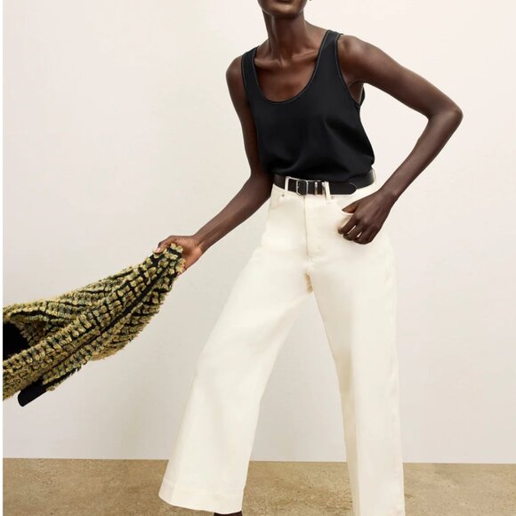 M.M. LAFLEUR Milo Wide-Leg Jean Eco Better Than Denim Off White/Tusk Sz 12 $225 - Picture 4 of 5